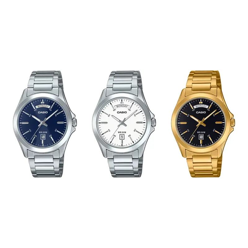 Casio Enticer Japan Quartz Day-Date White Dial Men's Watch- MTP-1370D-7A3